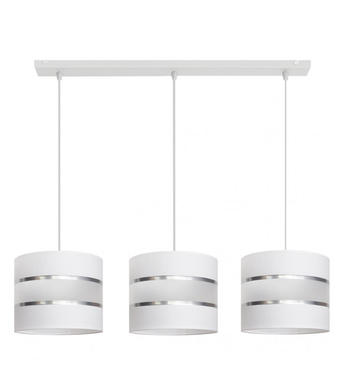 Helen Straight Bar Pendant Ceiling Light White Silver 65cm-1