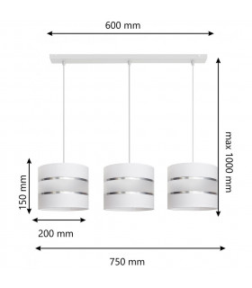 Helen Straight Bar Pendant Ceiling Light White Silver 65cm-2