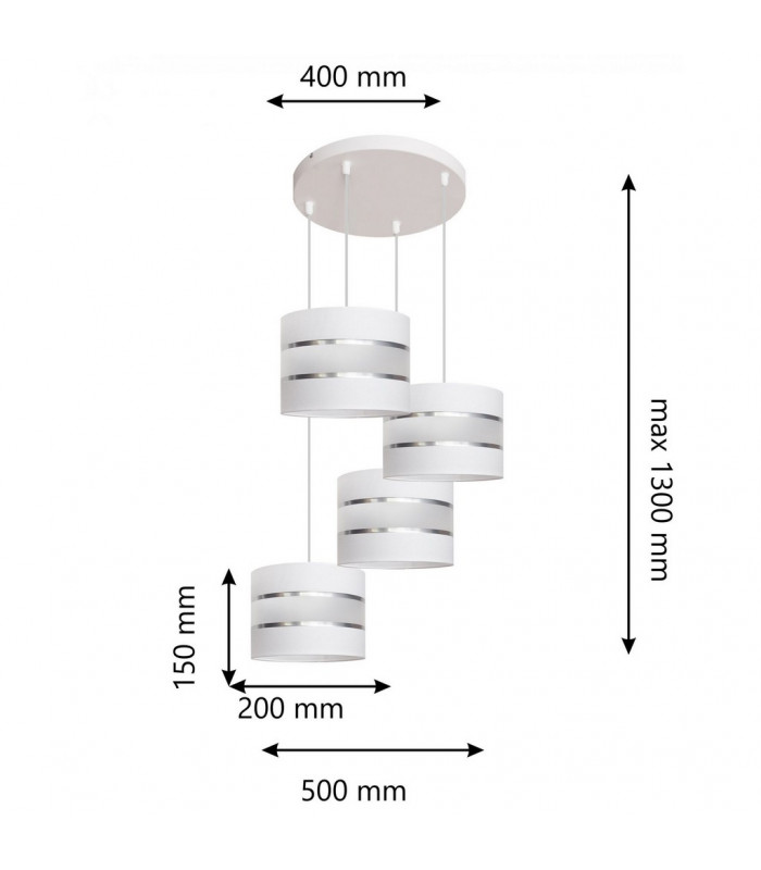 Helen Cluster Pendant Ceiling Light White Silver 35cm-2