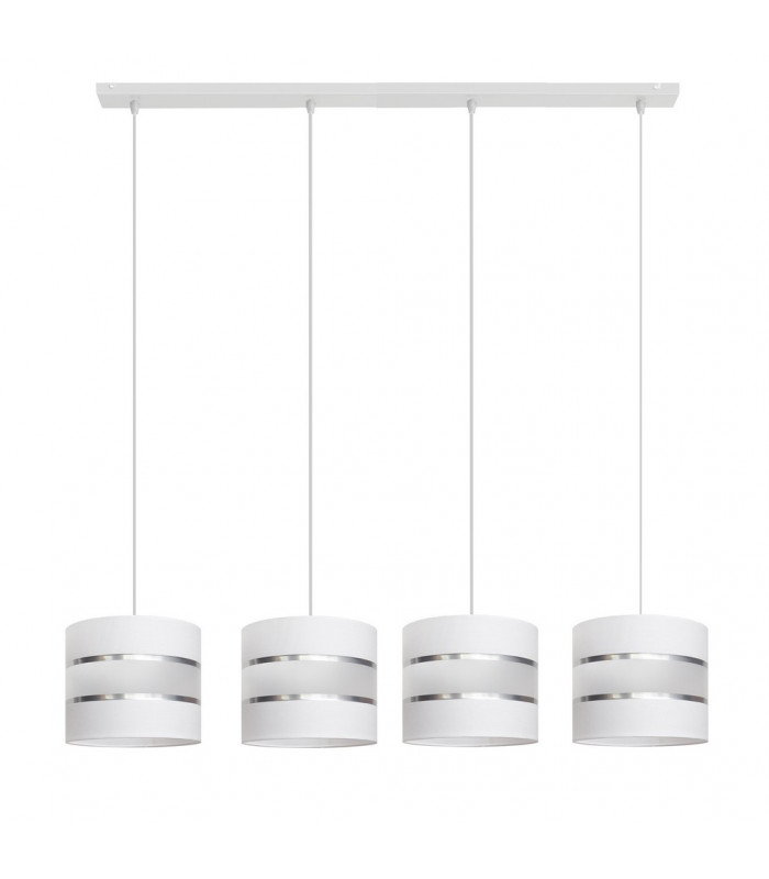 Helen Straight Bar Pendant Ceiling Light White Silver 100cm