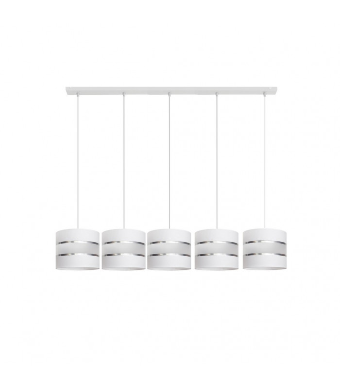 Helen Straight Bar Pendant Ceiling Light White Silver 115cm