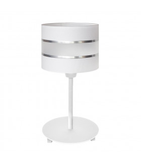 Helen Table Lamp With Round Shade White Silver 20cm