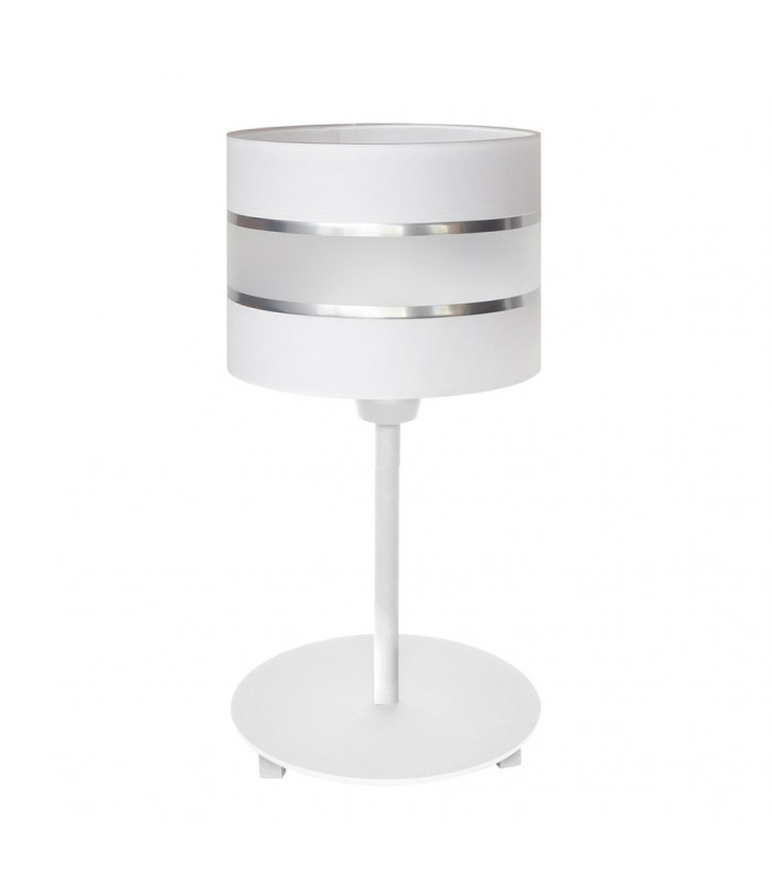 Helen Table Lamp With Round Shade White Silver 20cm