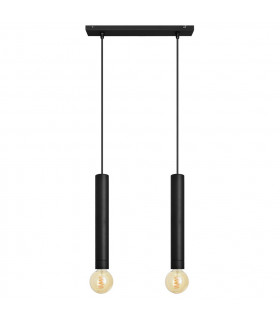 Tuba Straight Bar Pendant Ceiling Light Black 40cm
