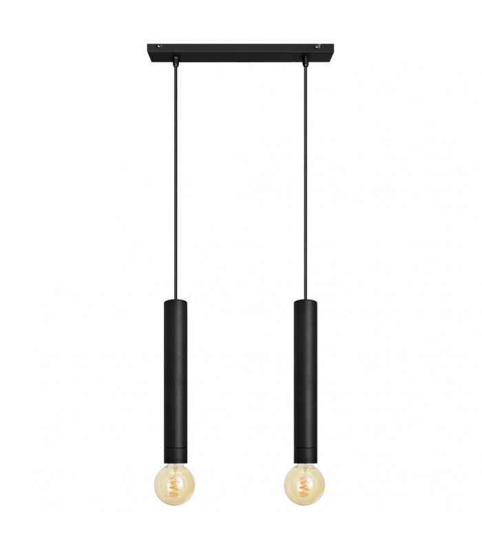 Tuba Straight Bar Pendant Ceiling Light Black 40cm