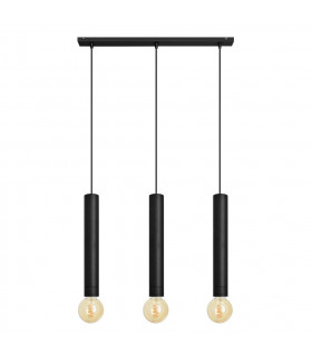 Tuba Straight Bar Pendant Ceiling Light Black 60cm