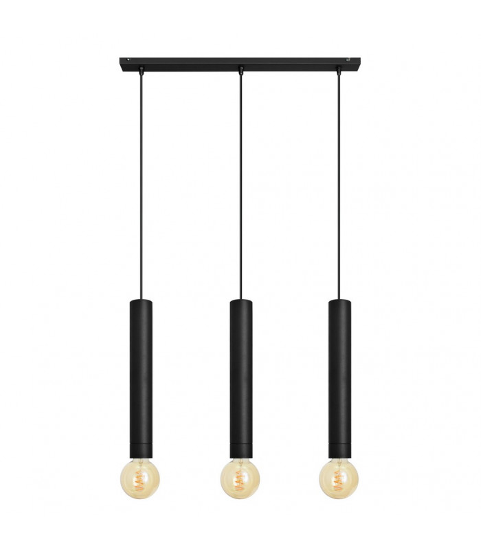 Tuba Straight Bar Pendant Ceiling Light Black 60cm
