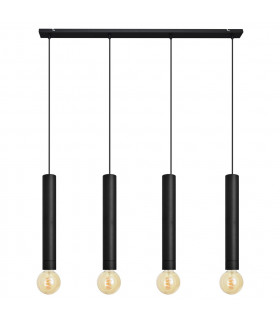 Tuba Straight Bar Pendant Ceiling Light Black 100cm
