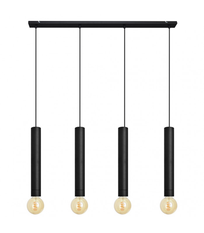 Tuba Straight Bar Pendant Ceiling Light Black 100cm