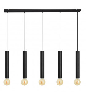 Tuba Straight Bar Pendant Ceiling Light Black 120cm