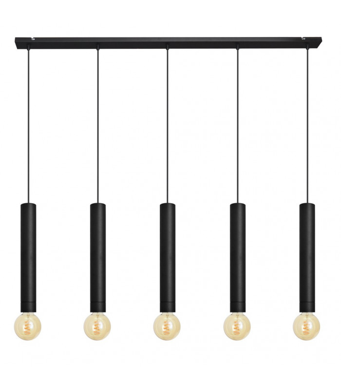 Tuba Straight Bar Pendant Ceiling Light Black 120cm