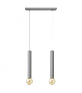 Tuba Straight Bar Pendant Ceiling Light Grey 40cm