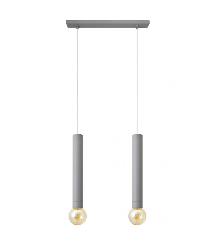 Tuba Straight Bar Pendant Ceiling Light Grey 40cm