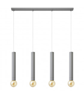 Tuba Straight Bar Pendant Ceiling Light Grey 100cm