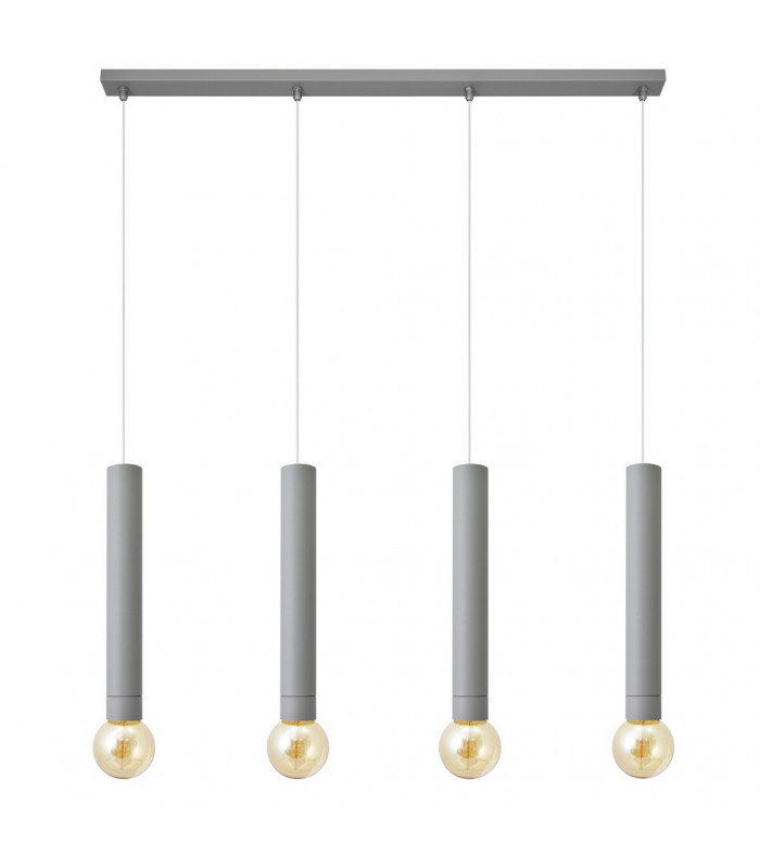 Tuba Straight Bar Pendant Ceiling Light Grey 100cm