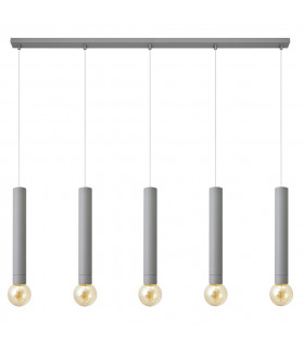 Tuba Straight Bar Pendant Ceiling Light Grey 120cm