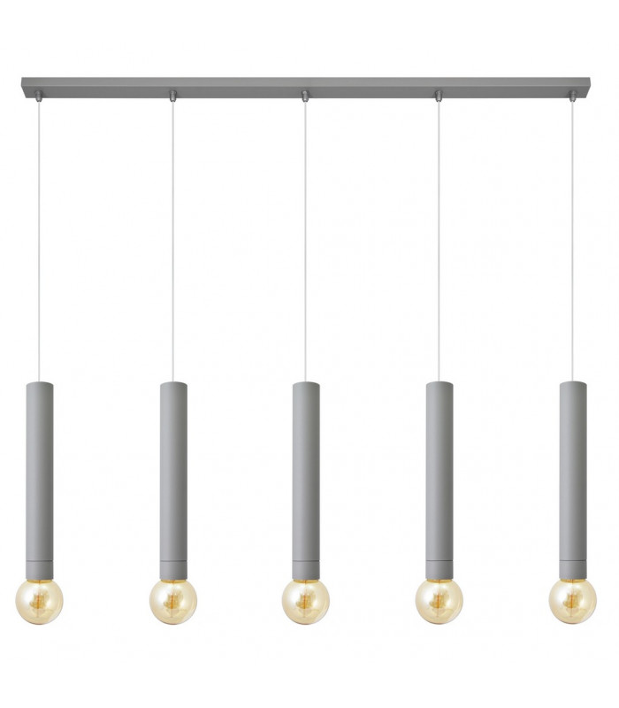 Tuba Straight Bar Pendant Ceiling Light Grey 120cm