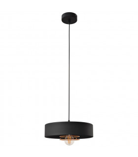 Babilon Cylindrical Pendant Ceiling Light Black Rose Gold 30cm-1