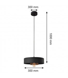 Babilon Cylindrical Pendant Ceiling Light Black Rose Gold 30cm-2