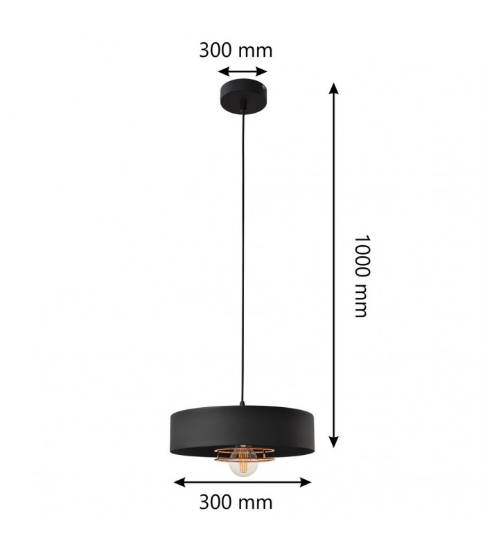 Babilon Cylindrical Pendant Ceiling Light Black Rose Gold 30cm-2