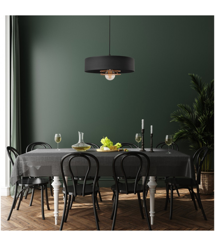 Babilon Cylindrical Pendant Ceiling Light Black Rose Gold 30cm-3