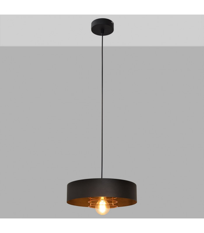 Babilon Cylindrical Pendant Ceiling Light Black Rose Gold 30cm-4