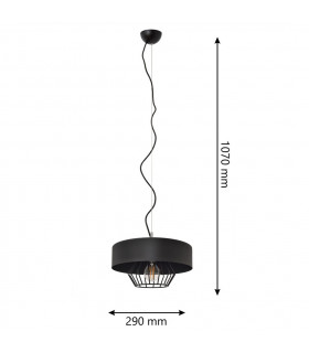 Babilon Cylindrical Pendant Ceiling Light Black 29cm-2