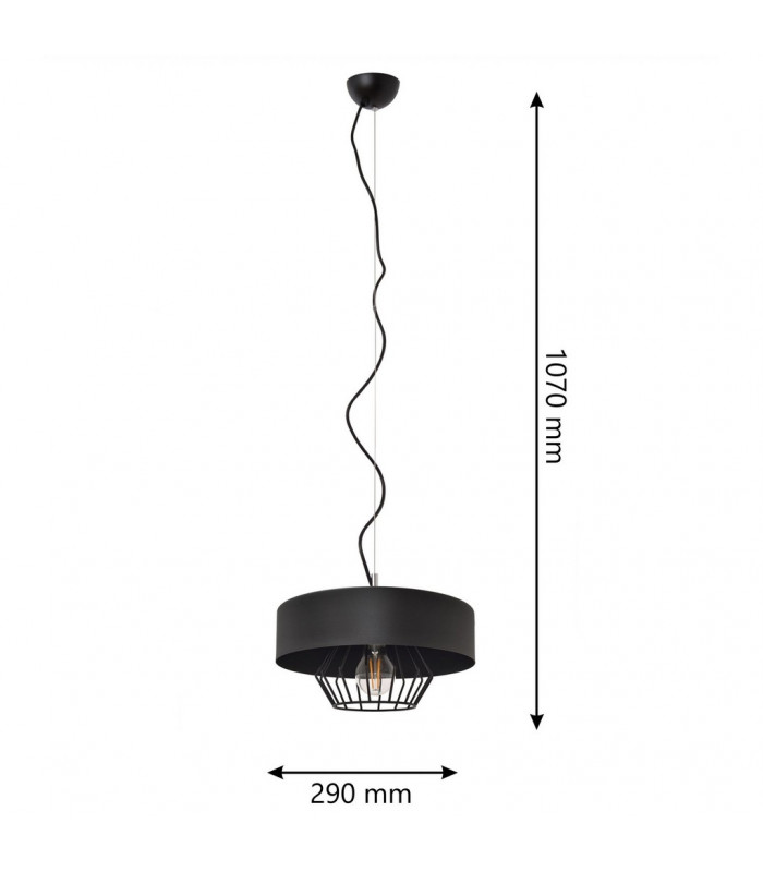 Babilon Cylindrical Pendant Ceiling Light Black 29cm-2