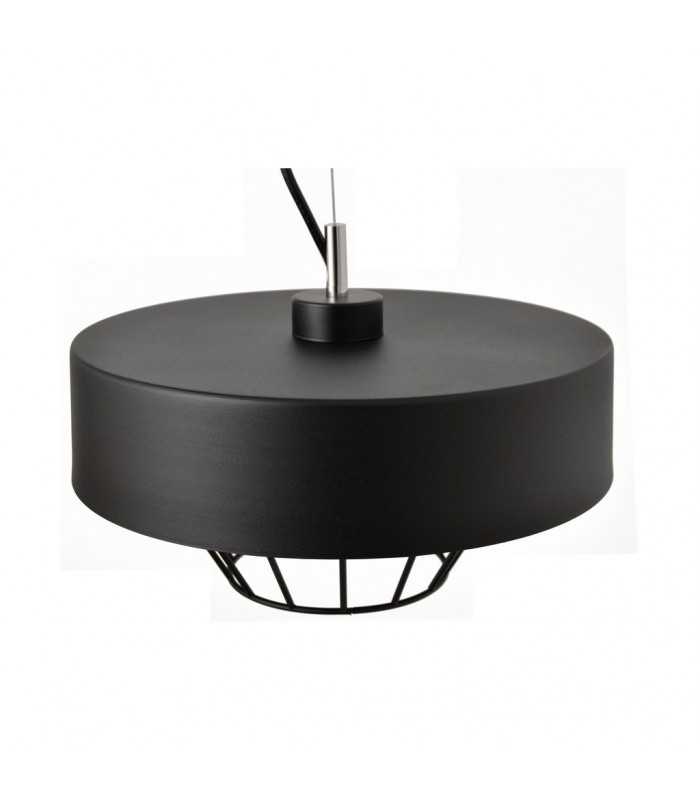 Babilon Cylindrical Pendant Ceiling Light Black 29cm-3