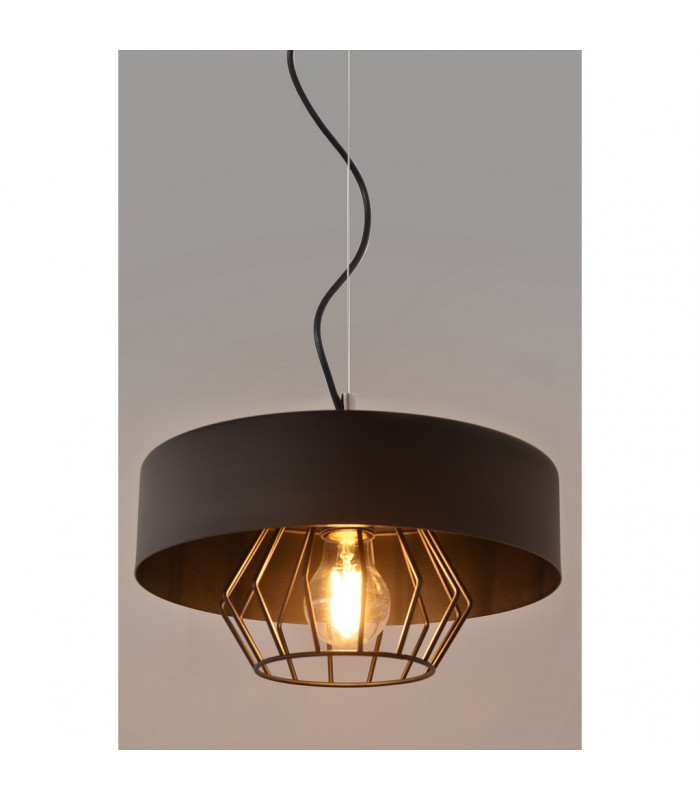 Babilon Cylindrical Pendant Ceiling Light Black 29cm-5