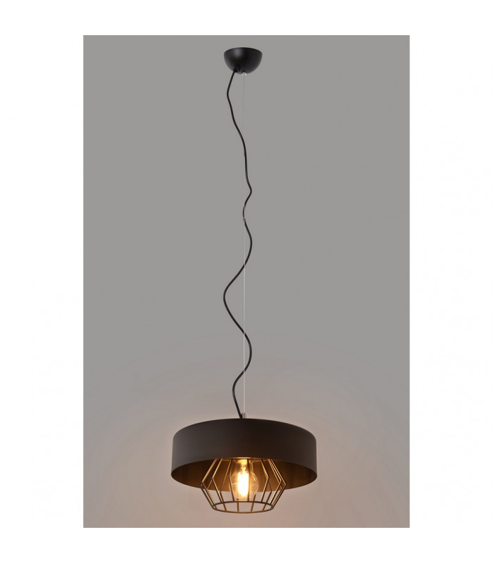 Babilon Cylindrical Pendant Ceiling Light Black 29cm-6