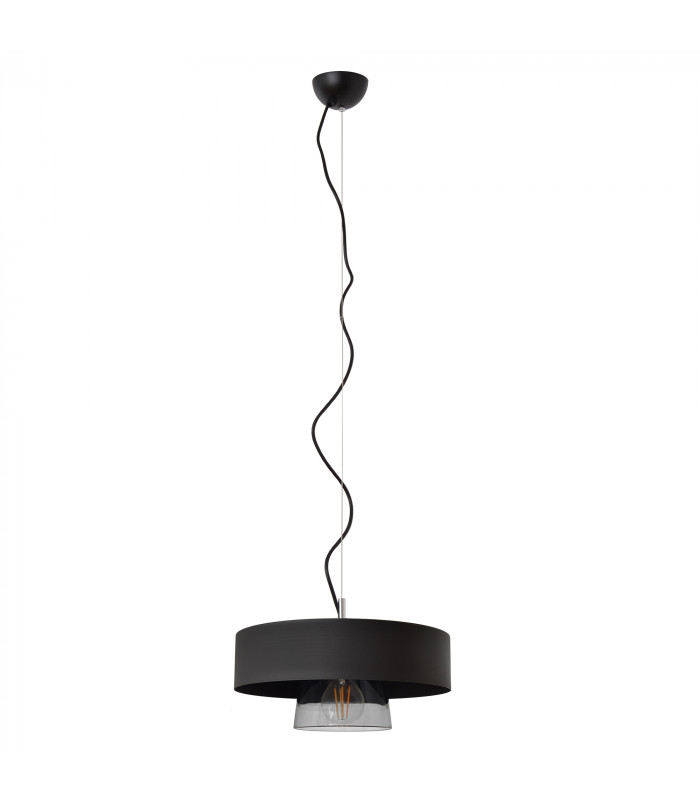 Babilon Cylindrical Pendant Ceiling Light Black 29cm-8
