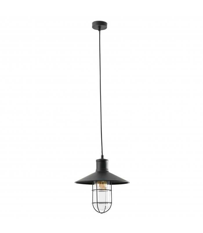 1 Light Ceiling Pendant Black, Glass, E27 - 1