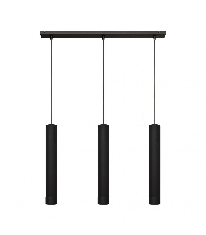 Tuba Straight Bar Pendant Ceiling Light Black 60cm-1
