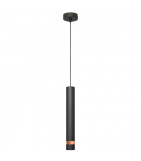 Tuba Slim Pendant Ceiling Light Black Rose Gold 10cm