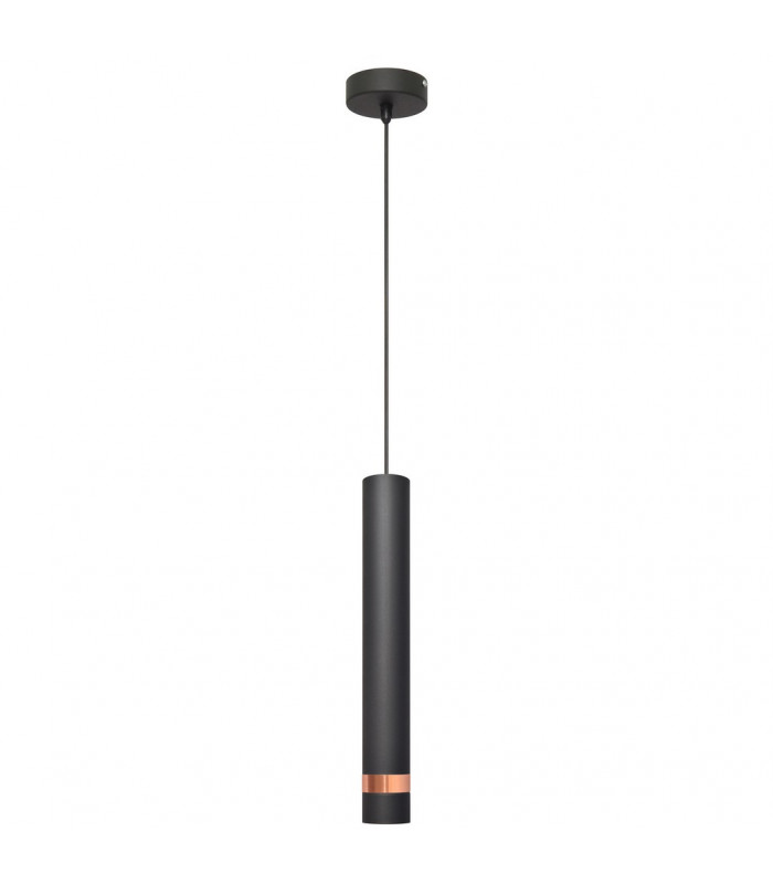 Tuba Slim Pendant Ceiling Light Black Rose Gold 10cm