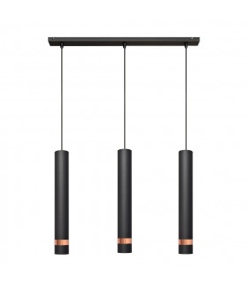 Tuba Straight Bar Pendant Ceiling Light Black Rose Gold 60cm
