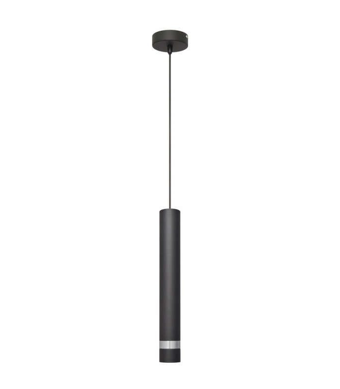 Tuba Slim Pendant Ceiling Light Black Chrome 10cm-1