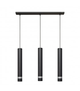 Tuba Straight Bar Pendant Ceiling Light Black Chrome 60cm-1