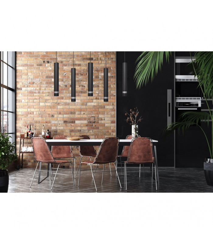Tuba Straight Bar Pendant Ceiling Light Black Chrome 60cm-4