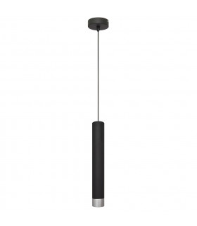 Tuba Slim Pendant Ceiling Light Black Chrome 10cm-1