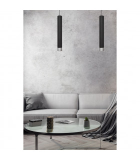 Tuba Slim Pendant Ceiling Light Black Chrome 10cm-2