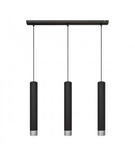 Tuba Straight Bar Pendant Ceiling Light Black Chrome 60cm-1