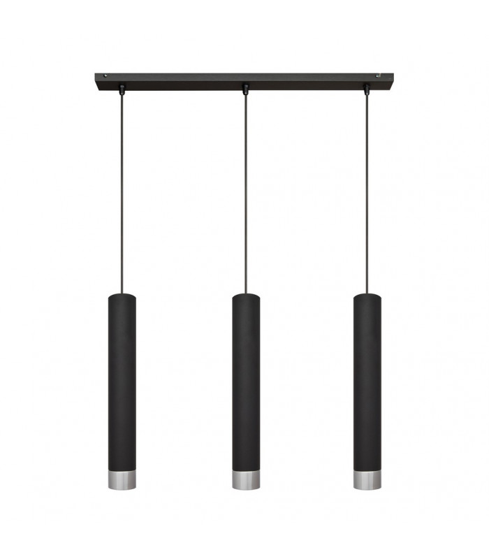Tuba Straight Bar Pendant Ceiling Light Black Chrome 60cm-1