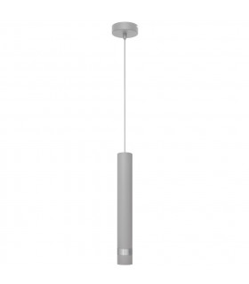 Tuba Slim Pendant Ceiling Light Grey Chrome 10cm