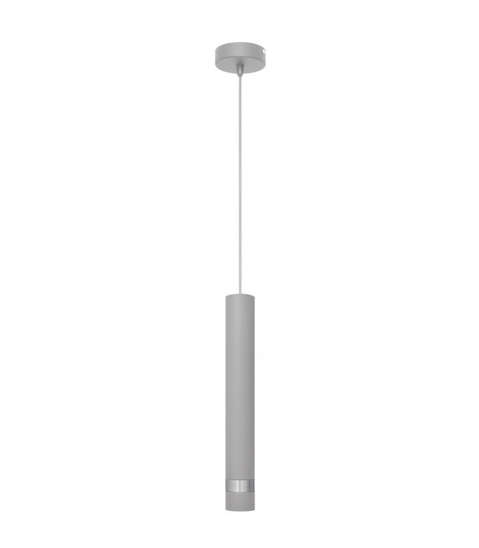 Tuba Slim Pendant Ceiling Light Grey Chrome 10cm
