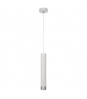 Tuba Slim Pendant Ceiling Light White Chrome 10cm