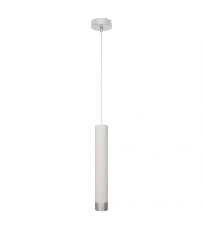 Tuba Slim Pendant Ceiling Light White Chrome 10cm