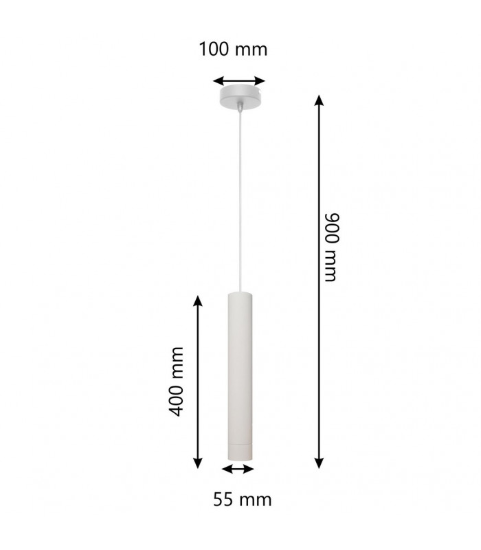 Tuba Slim Pendant Ceiling Light White 10cm-4