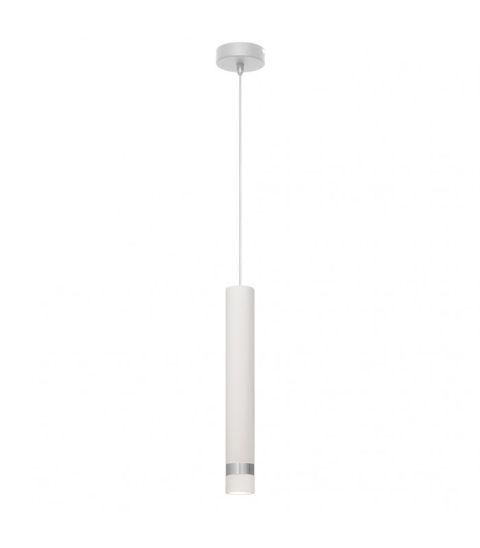 Tuba Slim Pendant Ceiling Light White Chrome 10cm-1